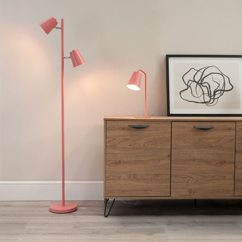 Reydan 152cm Traditional Floor Lamp, Paster Pink, No