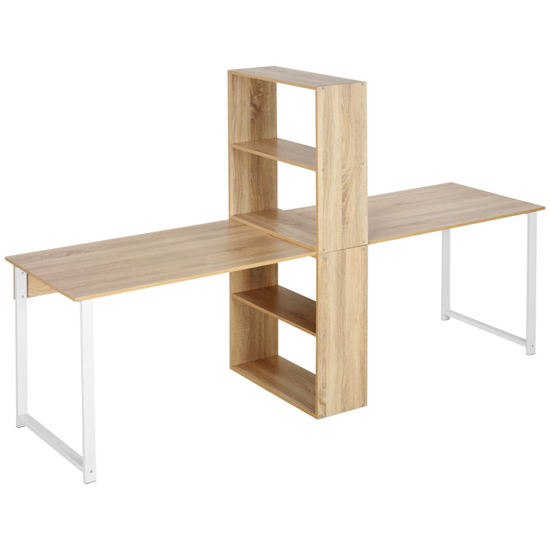 88" Extra Long 2-Person Computer Desk With Storage Shelves Combo