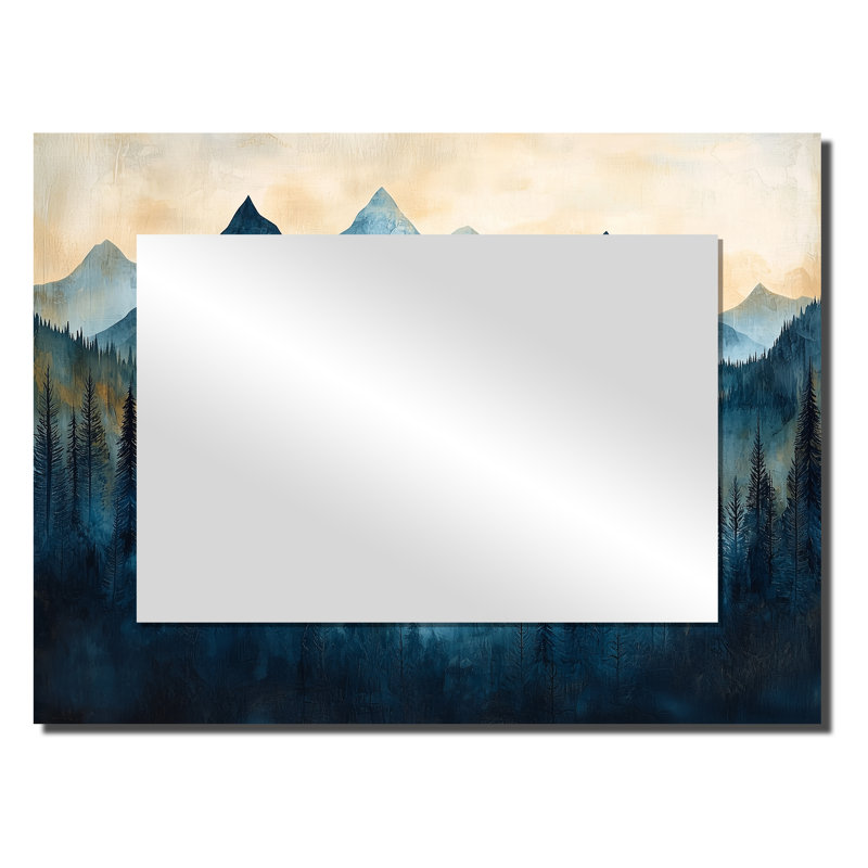 «Mountains Natures Layers In Blue Winter II», art mural traditionnel miroir décoratif, 24 po x 32 po