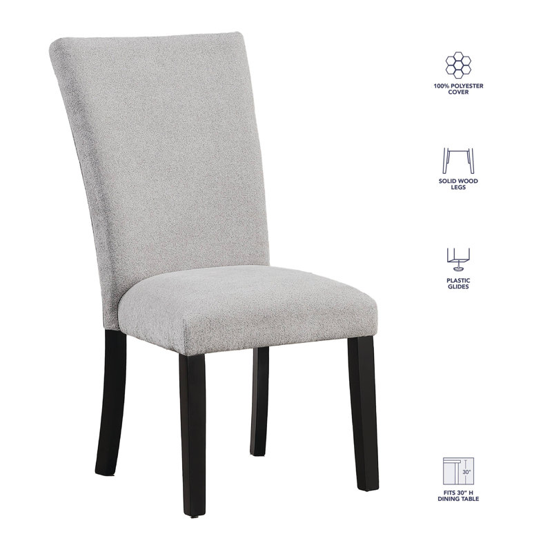 Artemis Chenille Fabric Side Chair, Chenille Gray, Black