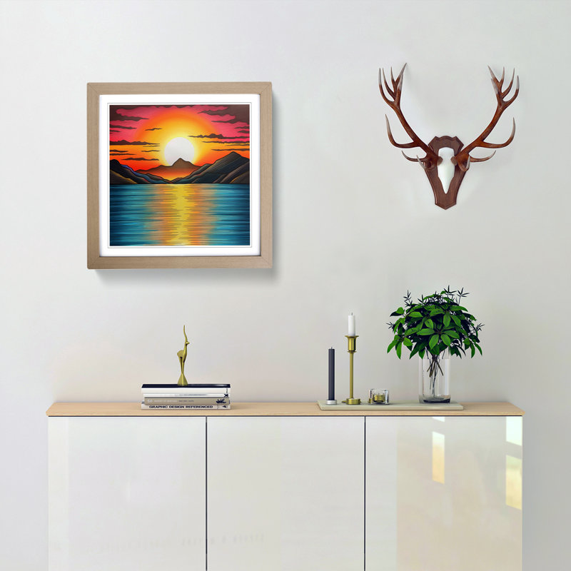 Sunrise Drawing No.1 - Framed Print, Oak