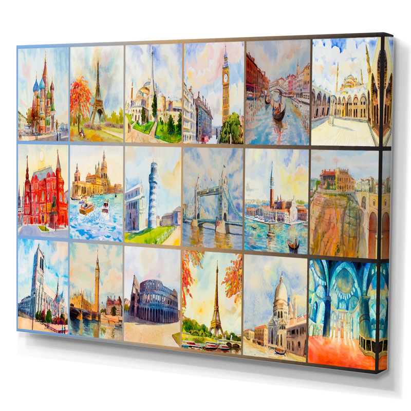 «World Travel Famous Monument III», reproduction sur toile flottante, H 8 po x l 12 po x P 1 po, Toile tendue