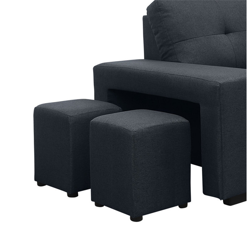 Canapé-lit modulaire en lin gris foncé de 97 po avec rangement réversible Lucas