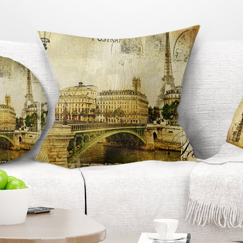 Vintage Paris - Coussin imprimé abstrait, 16 po x 1 po, Coussin décoratif