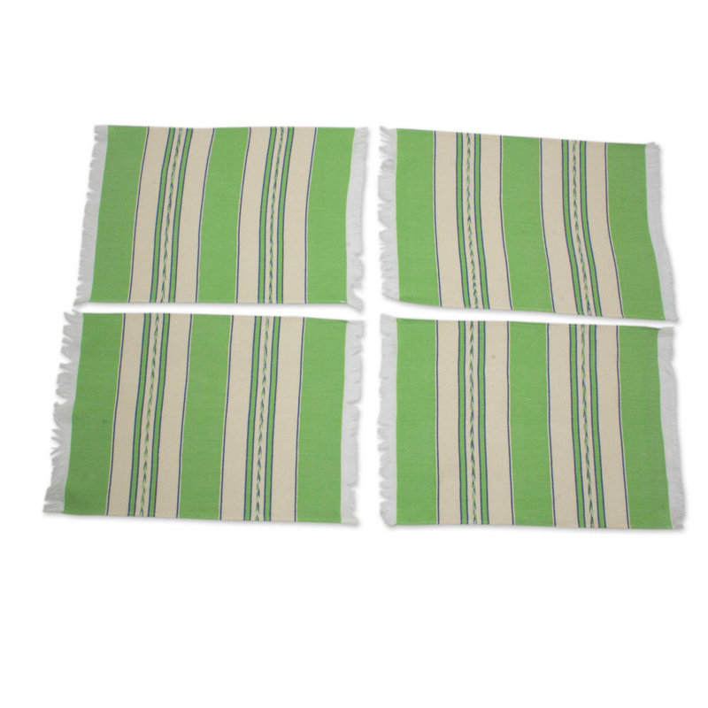 Napperon en coton Zuzanna, Vert / Beige