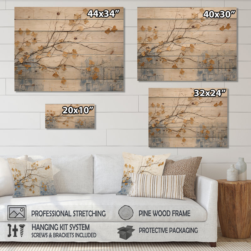 Minimalisme Vineyard Dreamscape I - art mural panneau de bois de vigne sur bois de pin naturel, H 24 po x l 32 po