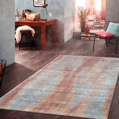 Tapis multicolore en laine / soie noué à la main Cosmo