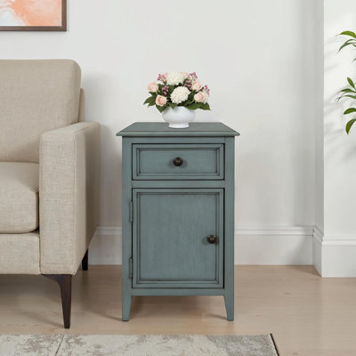 Table d'appoint avec tiroir et armoire - écume de mer vieillie