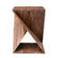 Sheesham Wood Cutout Angular Twisted Geometric Brown Side End Accent Table With Natural Wood Grains