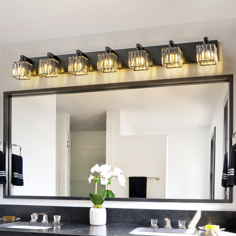 Éclairage pour meuble-lavabo à intensité variable Paislyn, 7, Noir mat