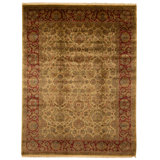 Hand Knotted Wool Oriental Area Rug in Cream And Red