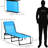 Patio Sun Lounger With - Foldable Chair 4 Back, Breathable Mesh, Pillow, For Blue Yard Chaise Adjustable ,