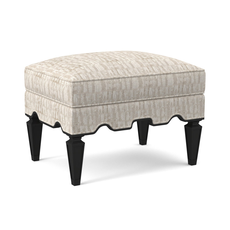 Palm Upholstered Ottoman, Espresso, White Caps Fog Viscose