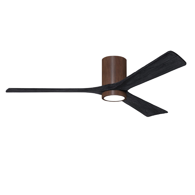 Olivier à 3 pales DEL standard avec ventilateur de plafond et ensemble d'éclairage inclus, Noir mat, Noyer, 60"