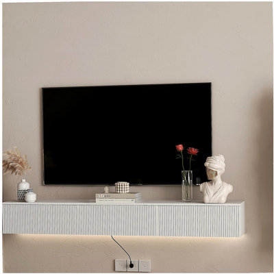 Meuble télé flottant fixé au mur avec 16 DEL de couleur, meuble télé moderne de 69 po, meuble télé flottant pour téléviseur 55 60 65 po