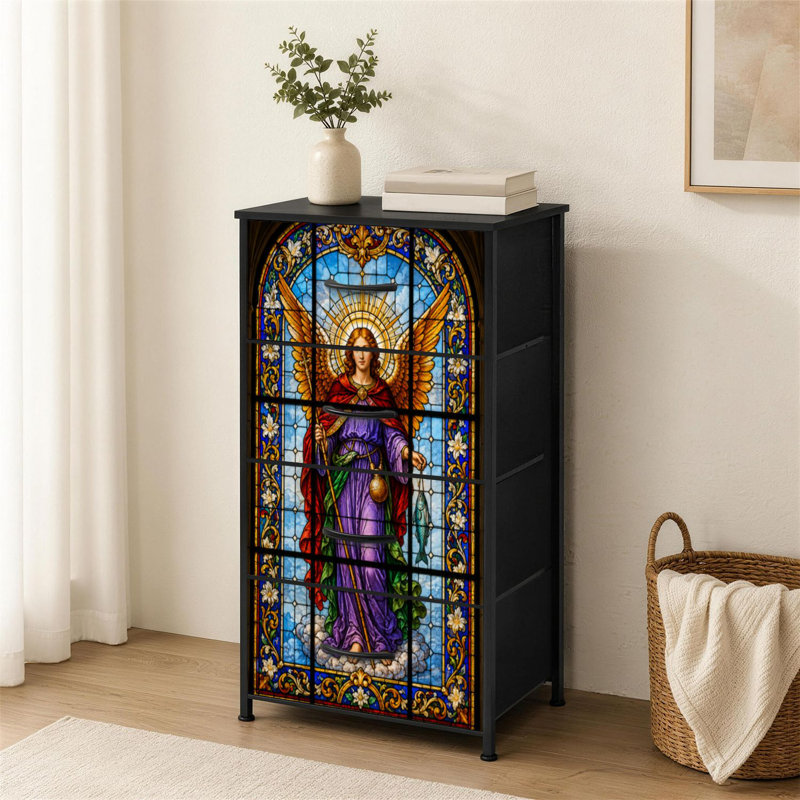 Commode à 4 tiroirs pour chambre à coucher Archangel coloré Raphael effet vitrail Mexique petite grande commode pour vêtements