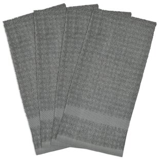 SET OF 4 New Thyme & Sage Stripe Textured Kitchen Towels Assorted Pastel  Neutral