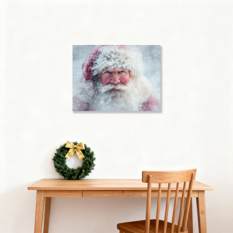 Père Noël neige, art mural sur toile, H 20 po x l 30 po