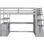 Lit mezzanine simple avec bureau, tablettes et escalier de rangement robuste gris-126433557-126433556