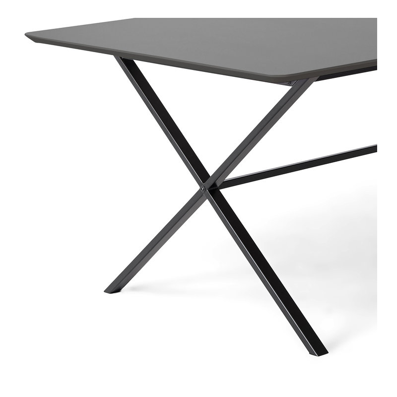 Meza Rounded Extendable Dining Table with Cross Metal Legs, 73.2cm H x 245cm L x 90cm W, Grey