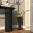 Black Metal Abstract Abstract Upside Down Kitschy Umbrella Stand with Gold Handle