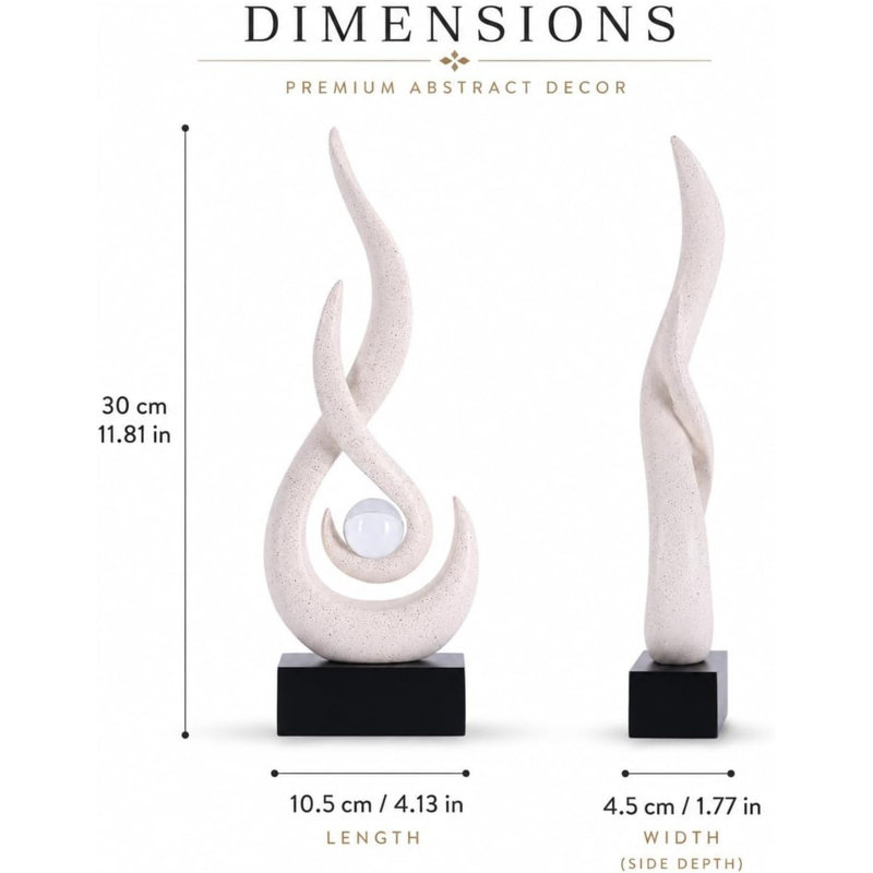 Modern Abstract Beige Resin Flame Sculpture