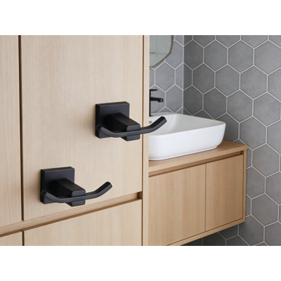Matte Black Double Coat Hook, Premium SUS 304 Stainless Steel Wall Mounted Towel And Robe Hook For Bathroom And Kitchen, Contemporary Hotel Style Design, 2 Pack