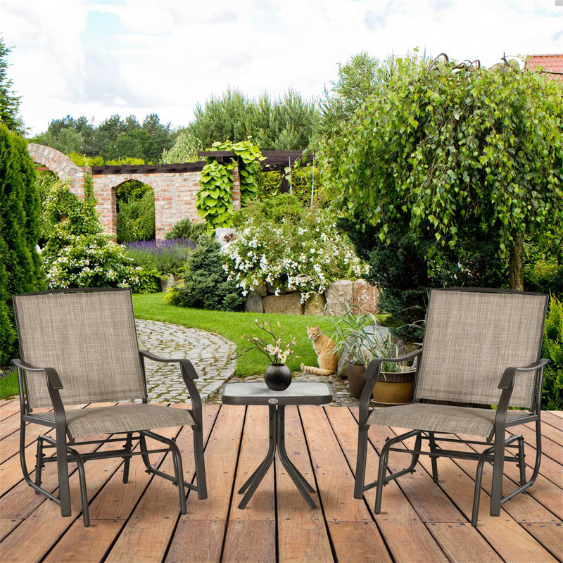 Ensemble de balançoire d'extérieur 3 pièces avec table basse, Tanné