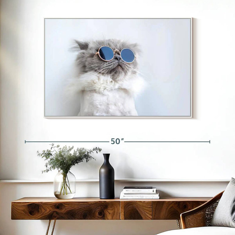 Chat frais, Cadre flottant blanc, 40 po x 27 po