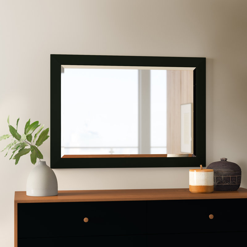 Miroir d'appoint Demoss, 27 po x 33 po, Cadre noir, Noir