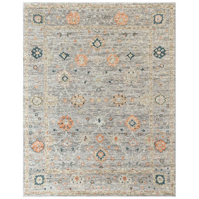 8'1''x9'9'' Hand Knotted Wool Slate Oushak Transitional Rug