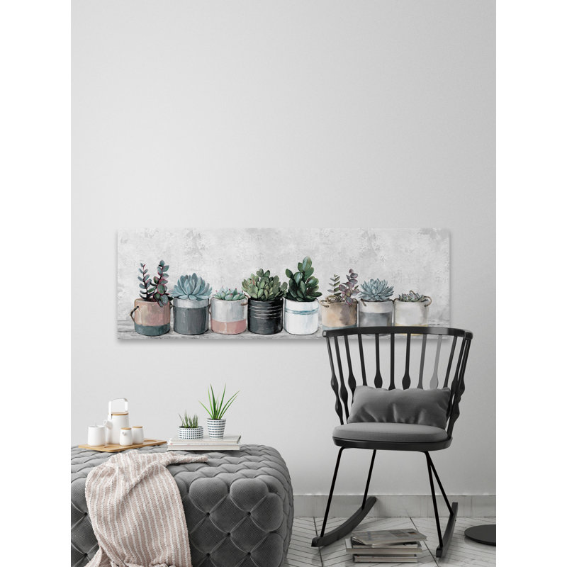 «Wild Succulents In Pots», reproduction sur toile tendue, H 15 po x l 45 po