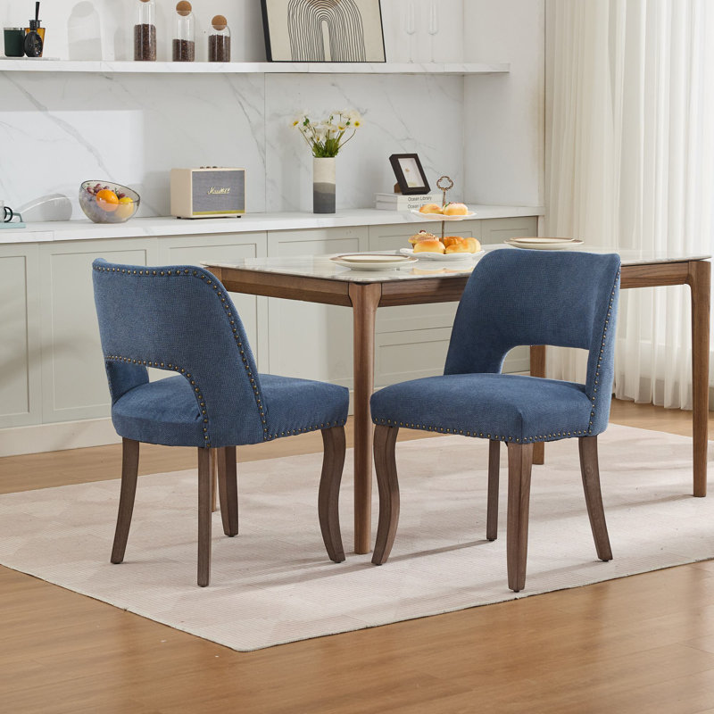 Ensemble de 2 chaises de salle à manger en bois, Bleu