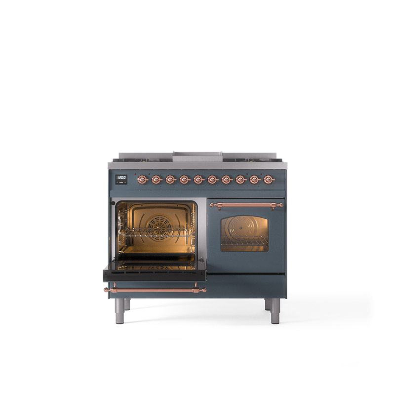 ILVE Nostalgie II 40 in Dual Fuel Range, Natural Gas, Blue Gray/Copper