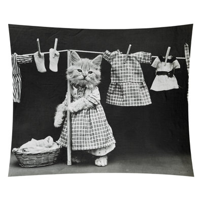 Tapisserie de photo à linge rétro chat