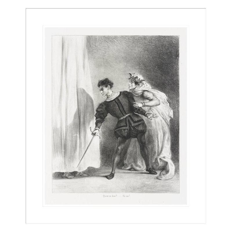 Le Meurtre de Polonius (Act. III. Sc. IV) de Shakespeare’s Hamlet par Eugène Delacroix, impression giclée sur cadre