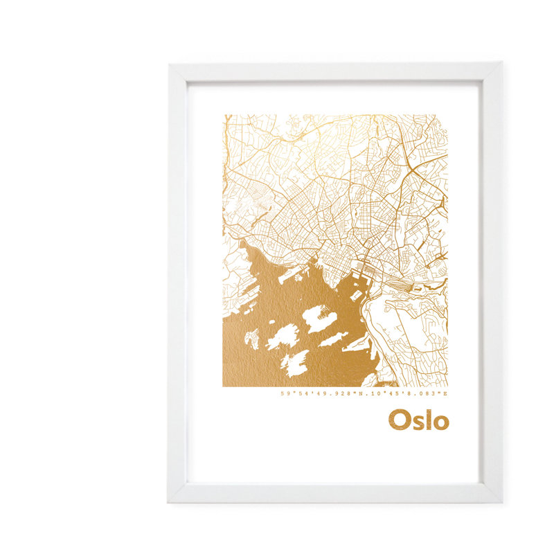 Oslo Map - Single Picture Frame Print, 42.5cm H x 32.5cm W x 3.5cm D