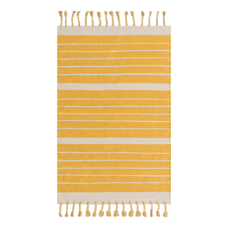 Abish Cotton Striped Indoor Rug, Rectangle 4'1" x 6'1"