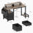 47.3"Office Desk With Power Outlet,2 Monitor Stands,2 Drawers,Side Pocket,Easy To Assemble,Frame Stability Reversible,Use For Home Desk, Computer Desk, Game Table-110644359