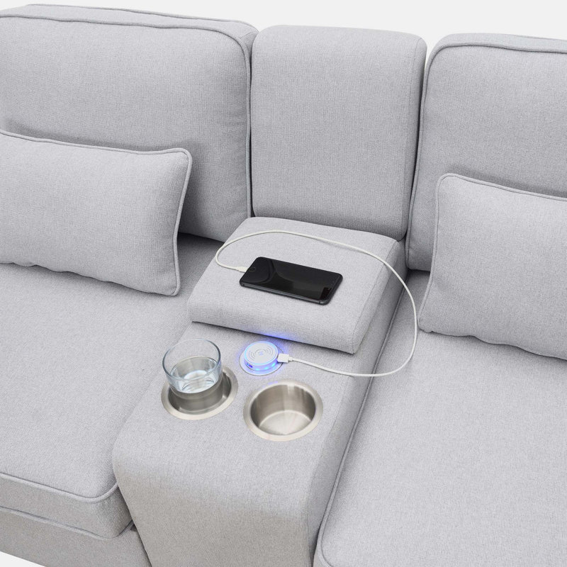 Gokdeniz Upholstered 114.2'' Sofa, Light Gray 100% Polyester