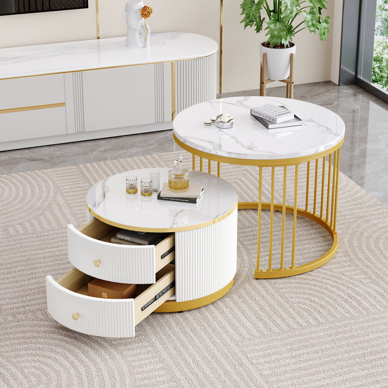 Adio Coffee Table with Storage, White