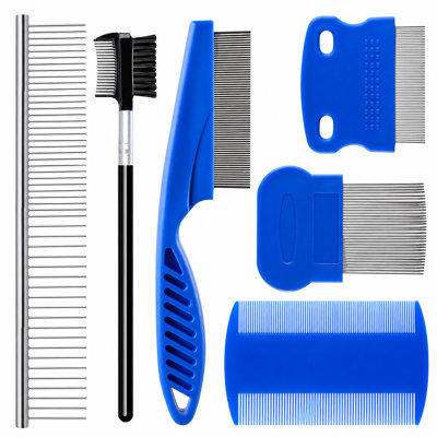 Ensemble de 6 peignes de toilettage pour animaux de compagnie, peigne à puces pour chats et chiens, accessoires de toilettage professionnels pour animaux de compagnie, brosse à puces et détachant à déchirure double face