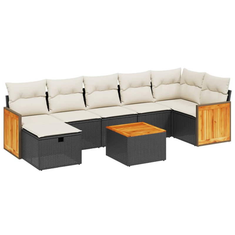 Ensemble de canapé de jardin Vidaxl noir, blanc crème