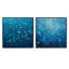 Collage abstrait bleu pluvieux - Ensemble de 2 collages carrés de formes abstraites-889444233-889444232