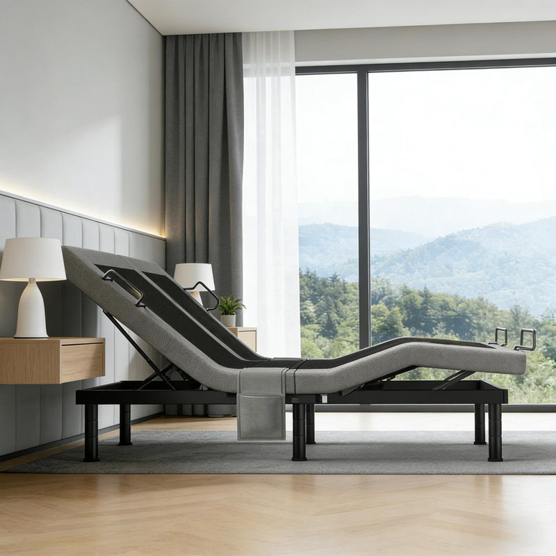 Massaging Adjustable Bed Frame With Zero Gravity And Wireless Remote, King Split