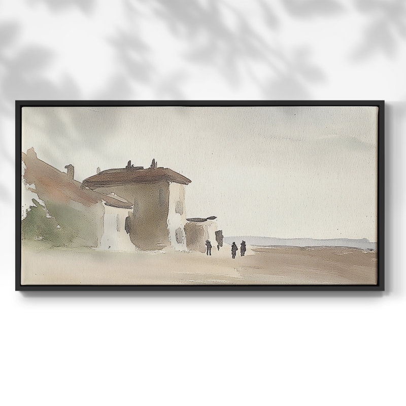 Série paysage - XCVII - Toile tendue avec châssis encadré - Prêt à être accroché, Noir, H 21 po x l 41 po