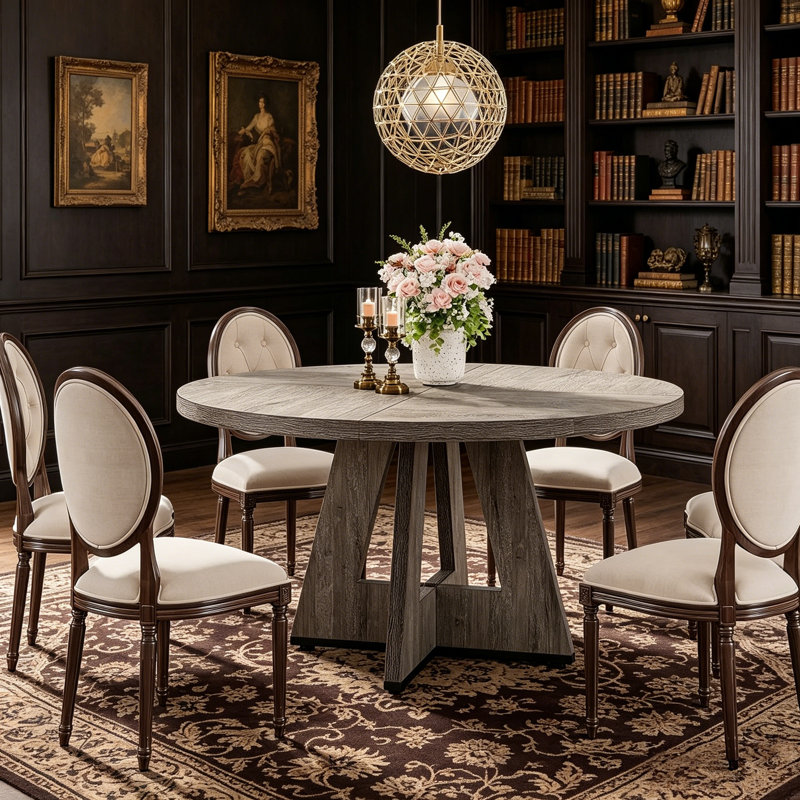 TribeSigns 47" Round Farmhouse Dining Table – Wood Kitchen Table For 4, Cross Base Wooden Dinner Table For Dining Room, Breakfast Nook, Or Living Area