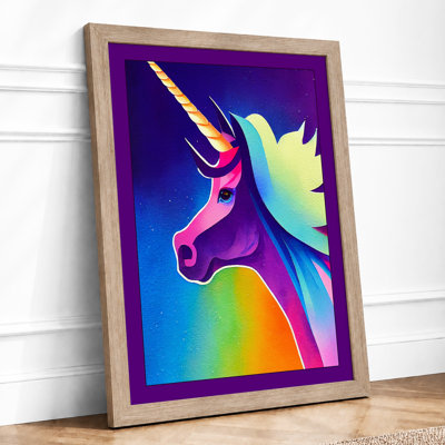 Rainbow Unicorn Dreams Maximalist 1 Piece Single Picture Frame Wall Art