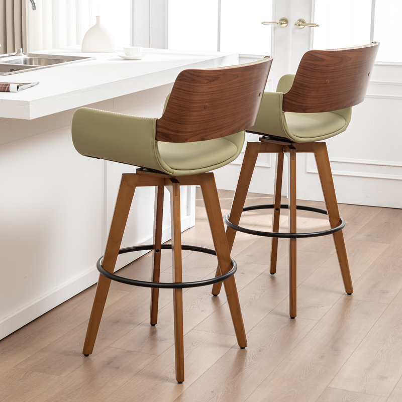 Tabouret pivotant moderne en similicuir, Tabouret de comptoir (siège d'une hauteur de 26,5, Vert