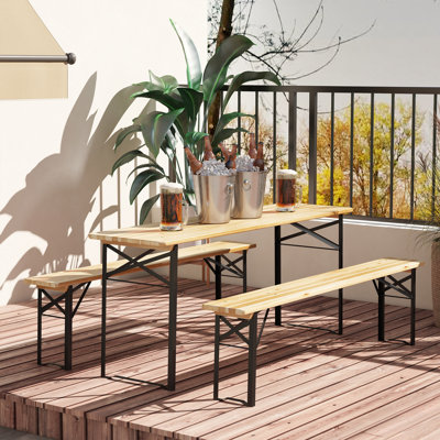 Ensemble de table de pique-nique et de banc portatif Gailmarie, ensemble de table de camping pliant en bois pour les activités extérieures